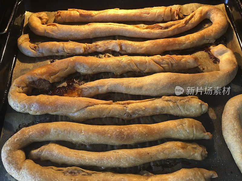 Turkish homemade patty/squab pie ( kıymalı borek ) .Pastry meat pie